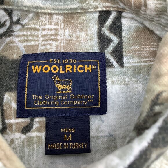 Woolrich Mens Long Sleeve Button Up Flannel Shirt Elk Pattern Size Medium - Picture 5 of 5